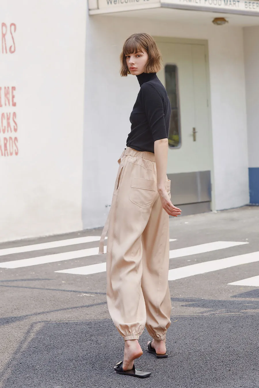 Casual slim high waist casual pants