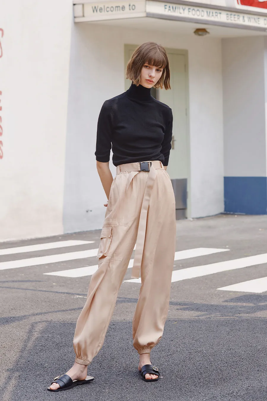 Casual slim high waist casual pants