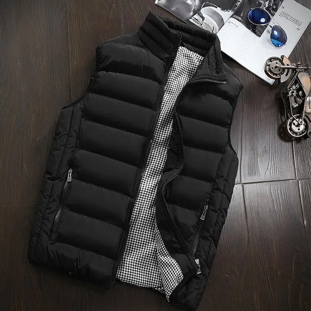 Casual Vest Men Autumn Winter Jackets Thick Sleeveless Coats Male Warm Cotton-Padded Waistcoat gilet