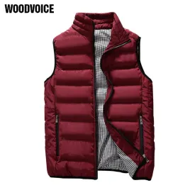 Casual Vest Men Autumn Winter Jackets Thick Sleeveless Coats Male Warm Cotton-Padded Waistcoat gilet