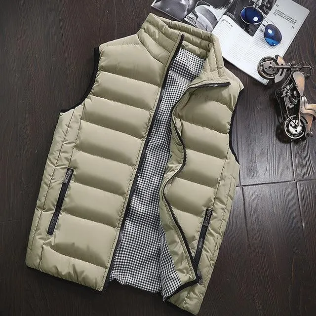 Casual Vest Men Autumn Winter Jackets Thick Sleeveless Coats Male Warm Cotton-Padded Waistcoat gilet