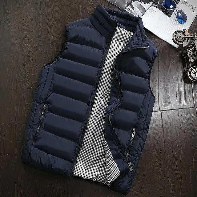 Casual Vest Men Autumn Winter Jackets Thick Sleeveless Coats Male Warm Cotton-Padded Waistcoat gilet