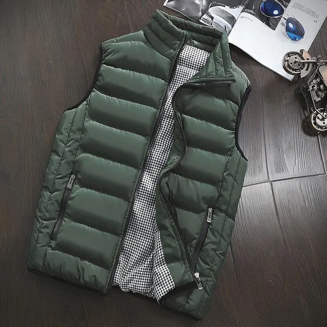 Casual Vest Men Autumn Winter Jackets Thick Sleeveless Coats Male Warm Cotton-Padded Waistcoat gilet