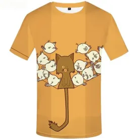 Cat T shirts Men Yellow Shirt Print Animal Tshirts Novelty Bird T-shirts 3d Short Sleeve Fashion Mens S-5XL Slim O-Neck