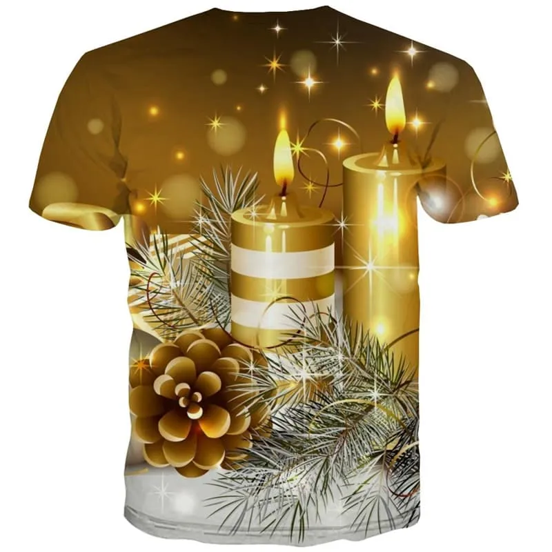 Christmas T shirts Men Flame Tshirts Novelty Party Tshirt Printed Galaxy Tshirts Casual