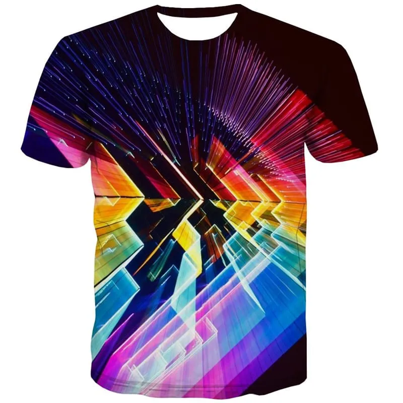 Colorful T-shirt Men Abstract Tshirts Novelty Psychedelic T shirts Funny Technology Tshirts Cool