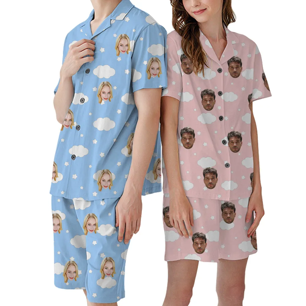 Couples Home Wear Pajamas Clouds and Stars Printing Custom Exclusive Avatar