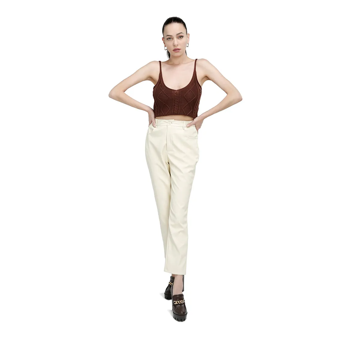 Cream Straight Pants