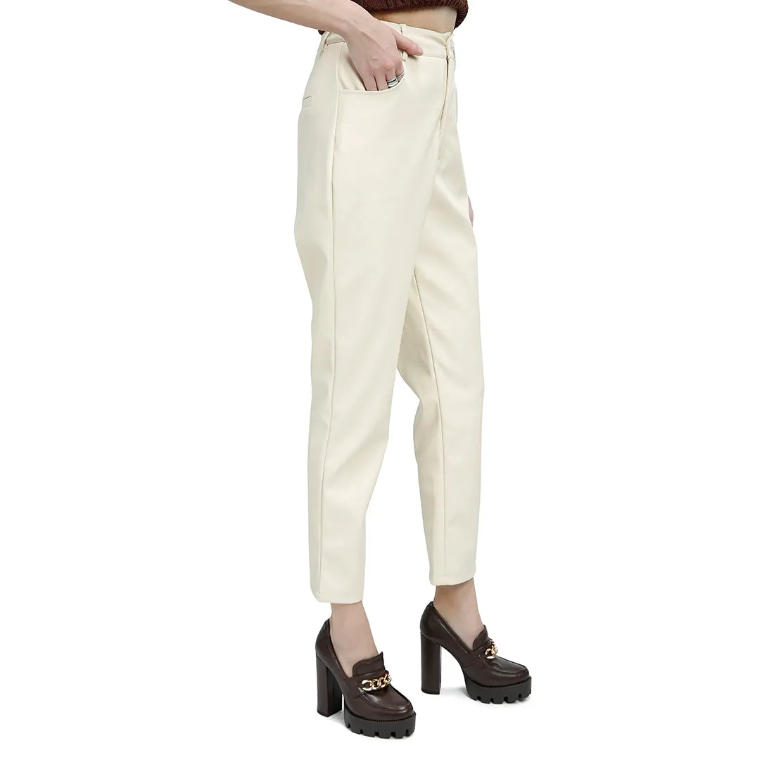 Cream Straight Pants