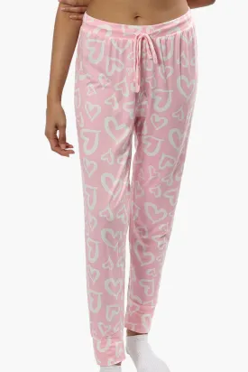 Cuddly Canuckies Heart Print Pajama Pants - Pink