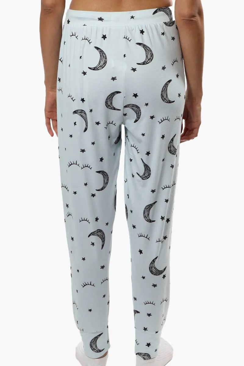 Cuddly Canuckies Moon Print Pajama Pants - Blue