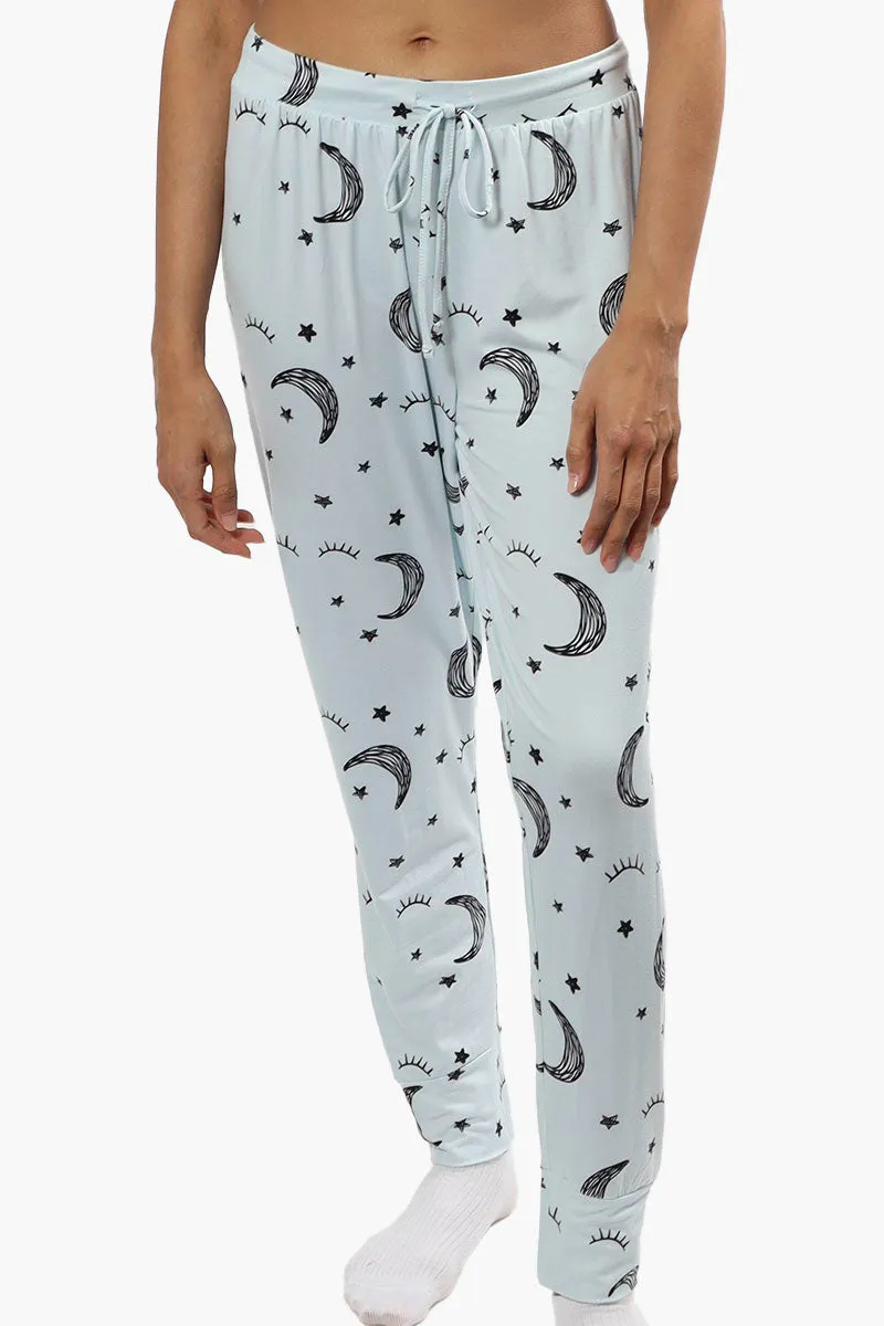 Cuddly Canuckies Moon Print Pajama Pants - Blue