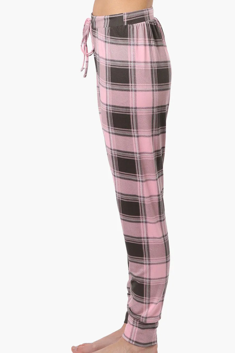 Cuddly Canuckies Plaid Jogger Pajama Pants - Pink