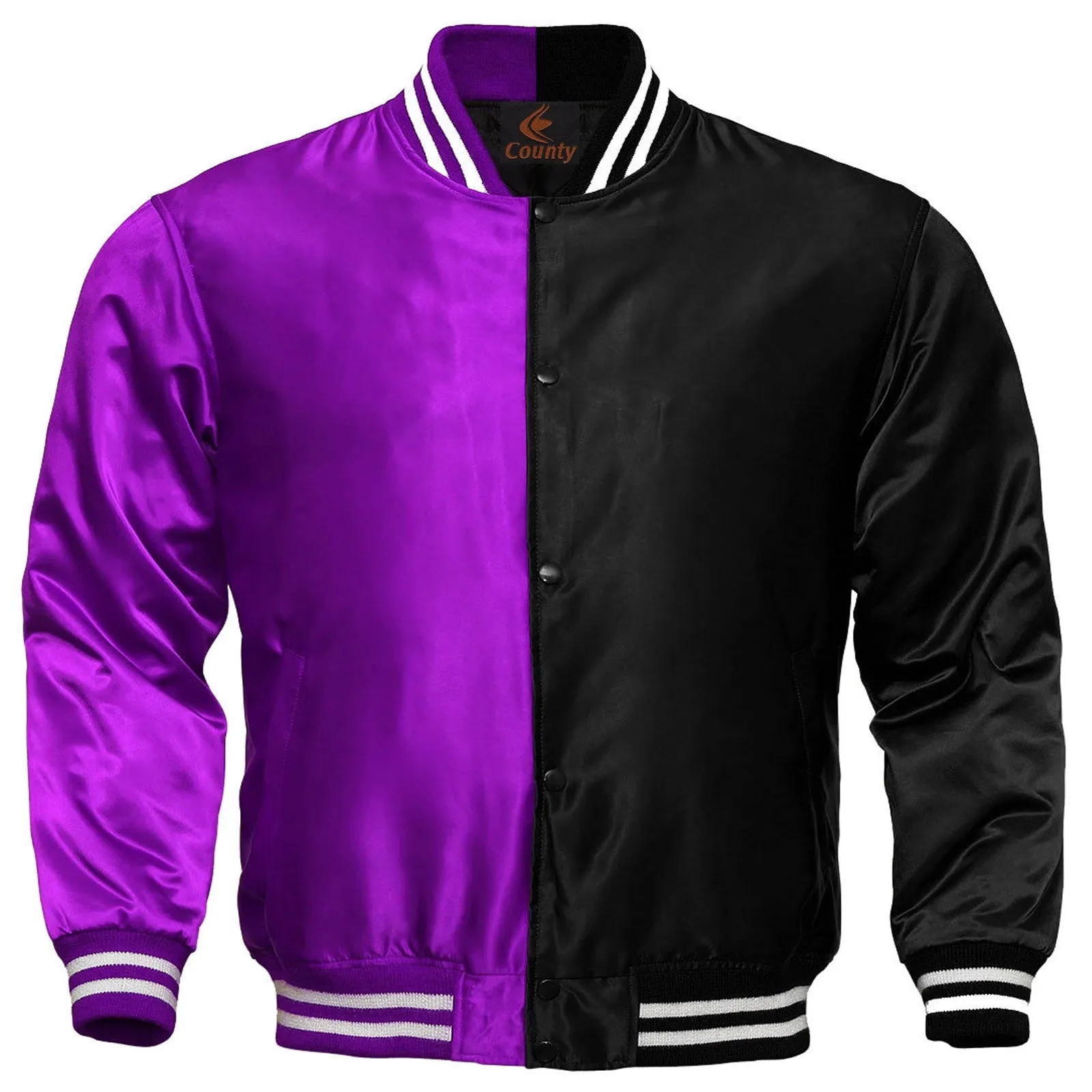 Custom Varsity Jackets Purple Black Satin Jacket Letterman Jacket