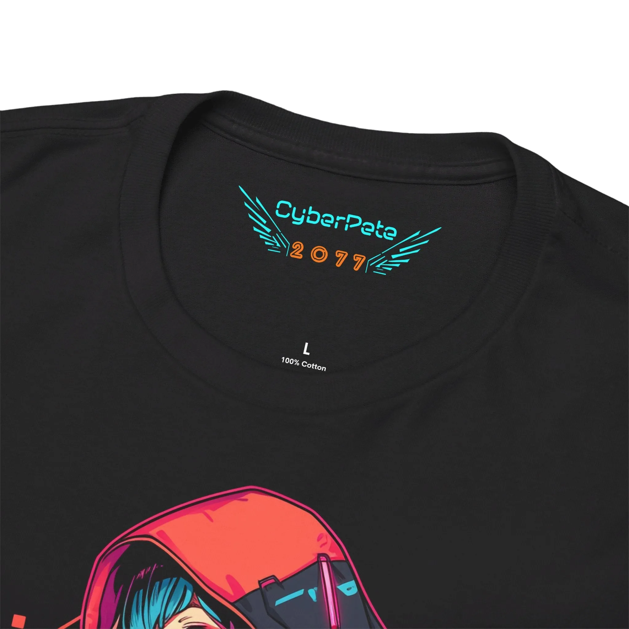 Cyberpunk Anime T-Shirt | Anime Girl mit Kapuzenjacke