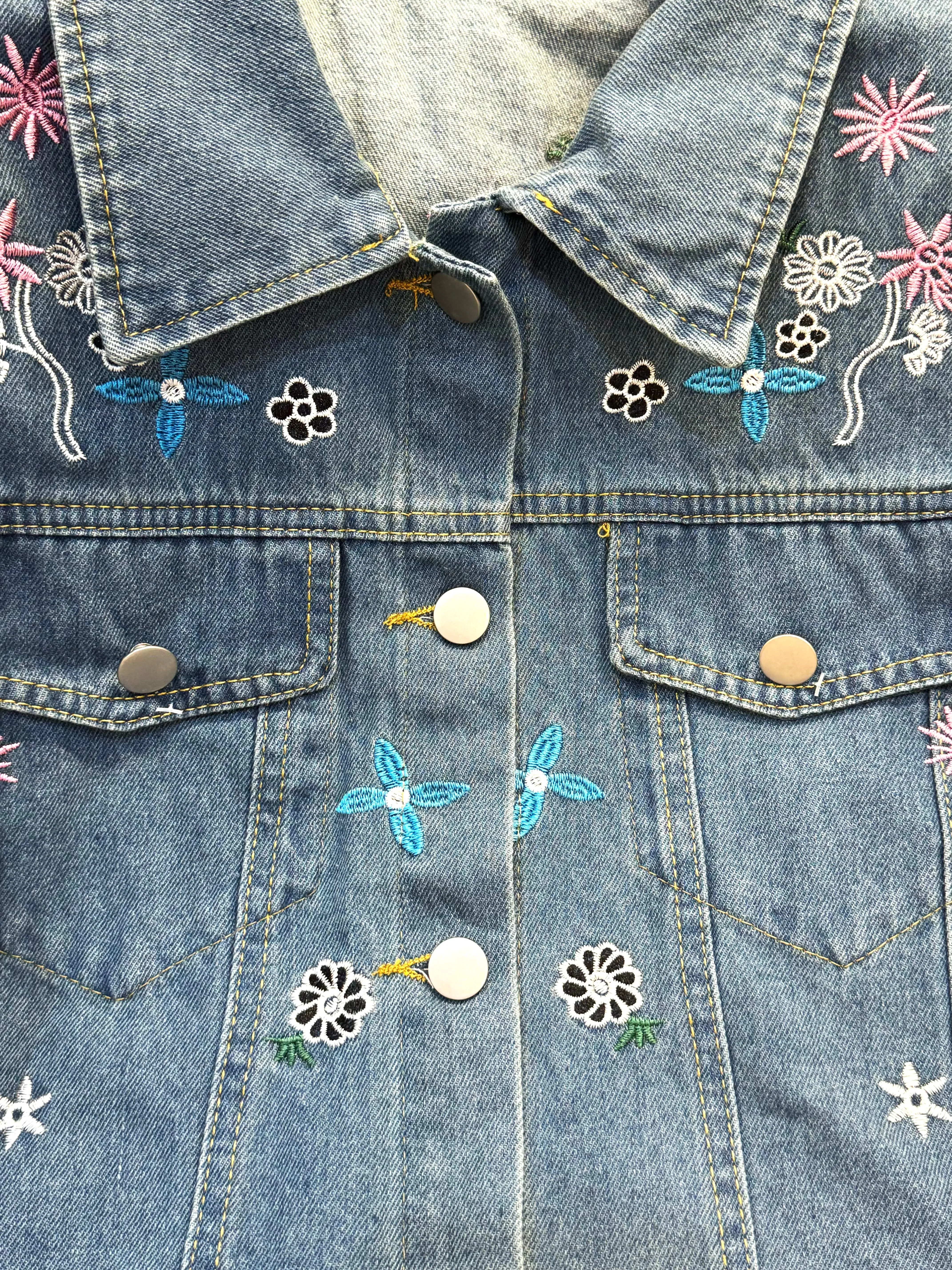 Denim Embroider Short-sleeve Jacket