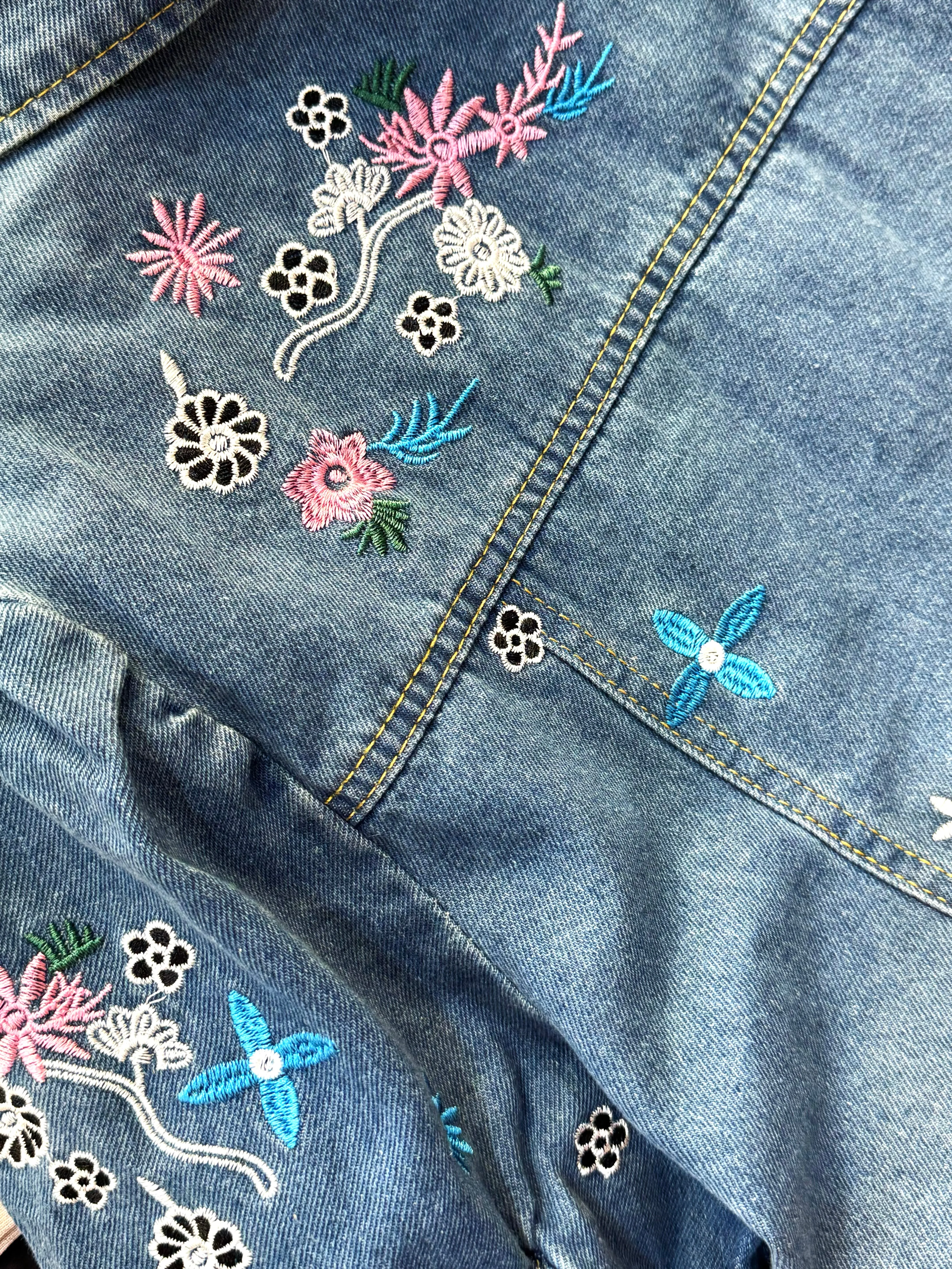 Denim Embroider Short-sleeve Jacket