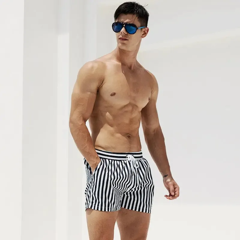 DESMIIT Striped Beach Pants Quick-Drying Loose Shorts