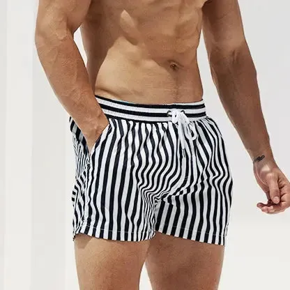 DESMIIT Striped Beach Pants Quick-Drying Loose Shorts