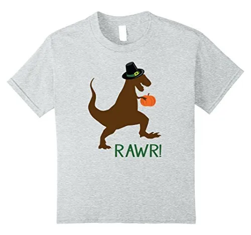 Dinosaur Pilgrim Thanksgiving Cotton T-shirt 2 Colors Options