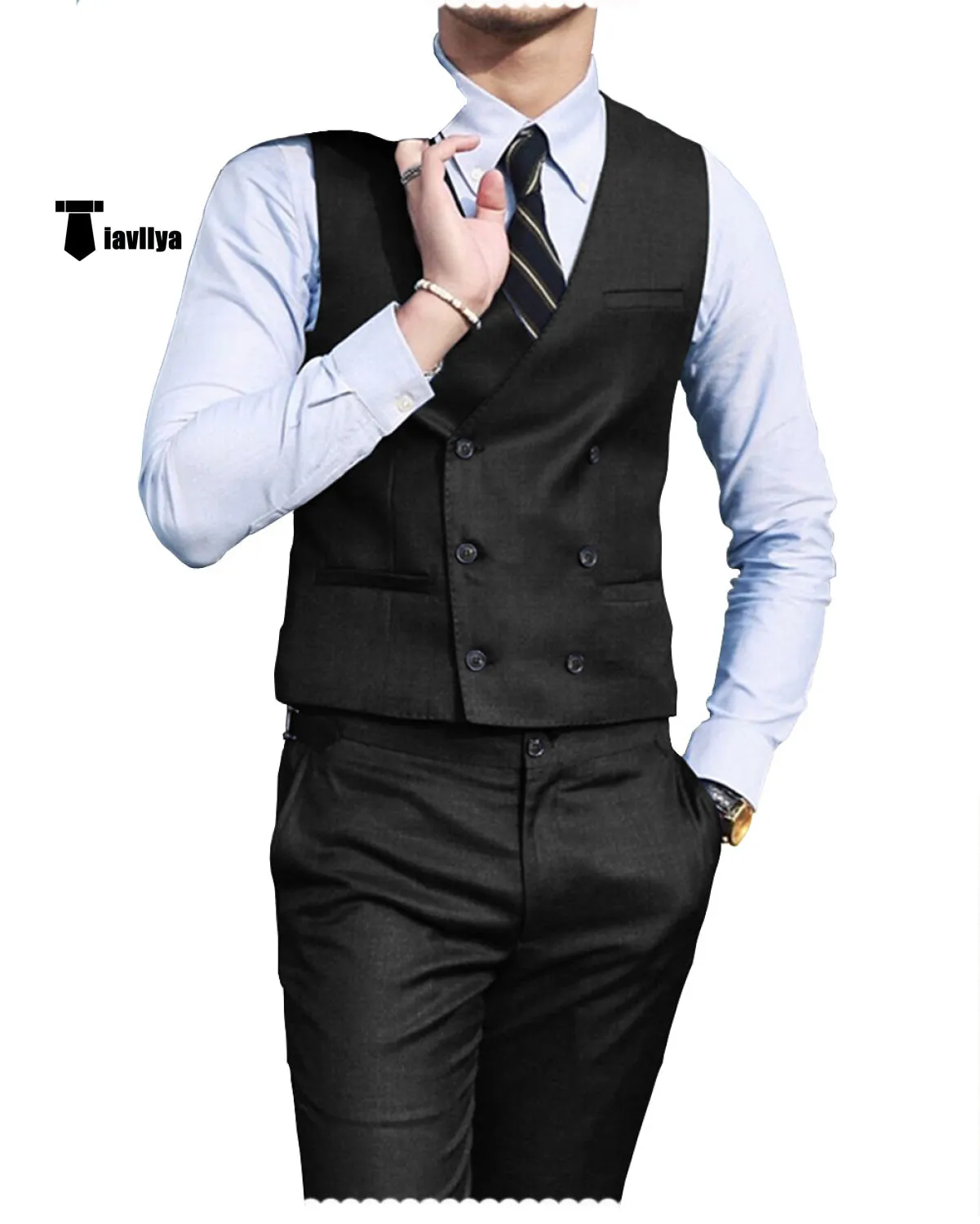 Double Breasted Fashion 2 pieces Mens Suit For Wedding(Vest Pants)