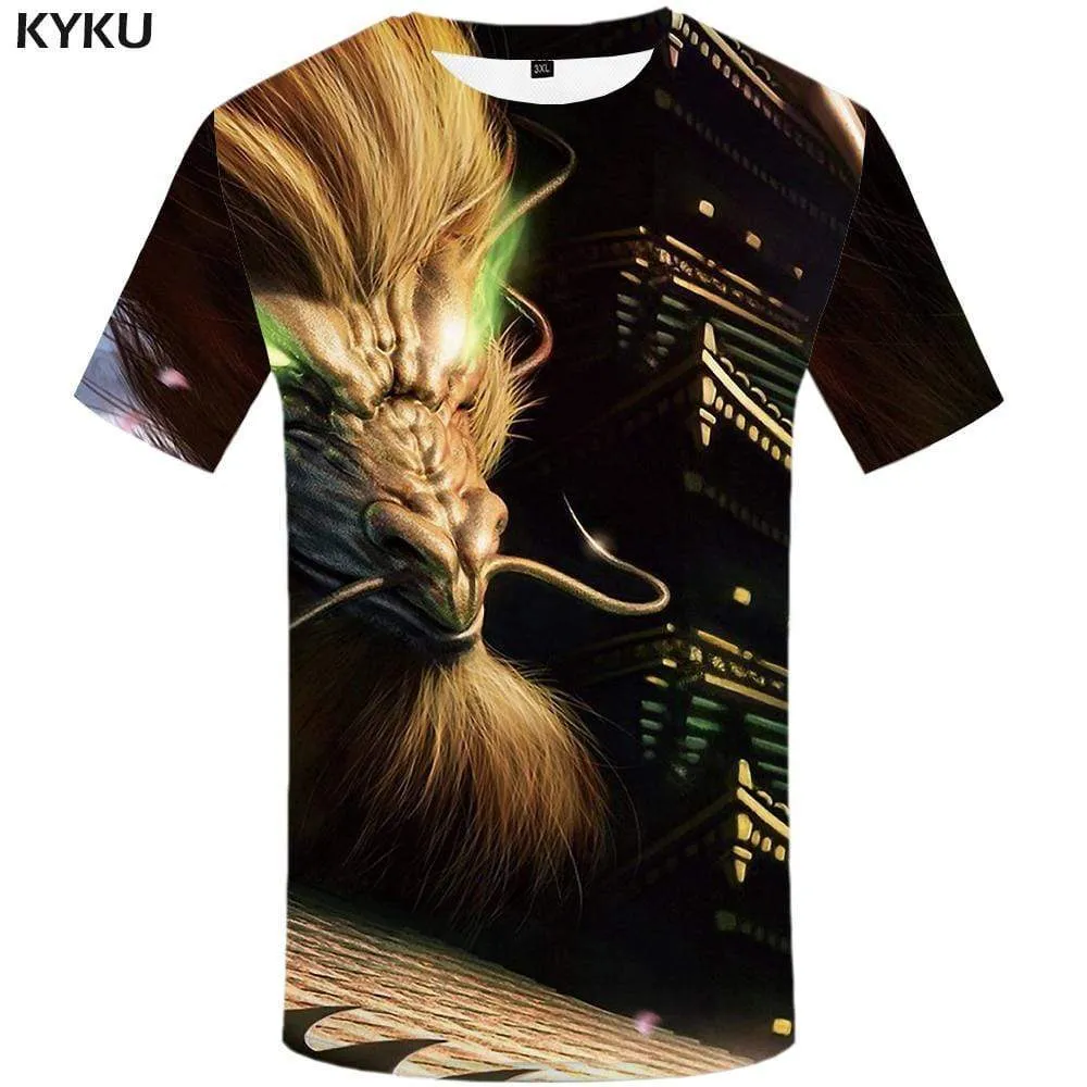 Dragon T shirt Men Animal Tshirts Print Harajuku Tshirt Anime Castle T shirts Funny T-shirt 3d Mens Fashion Hip hop Unisex