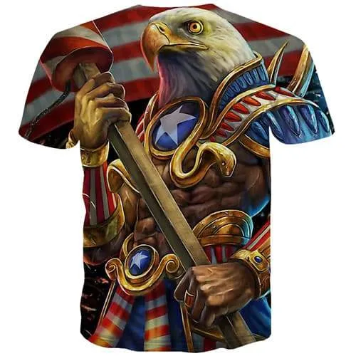 Eagle T shirts Men War Tshirts Novelty Animal Tshirts Casual Metal Shirt Print United States T-shirts 3d Short Sleeve summer