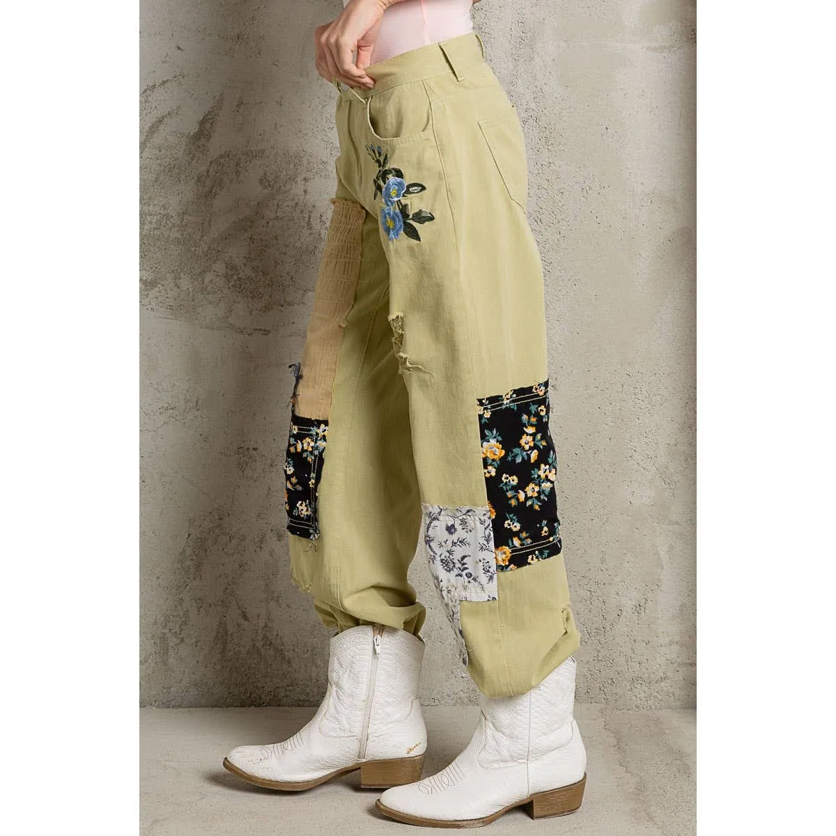 Embroidered Patchwork detail Jogger Pants/Stuffology Boutique