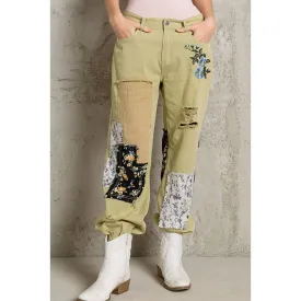 Embroidered Patchwork detail Jogger Pants/Stuffology Boutique