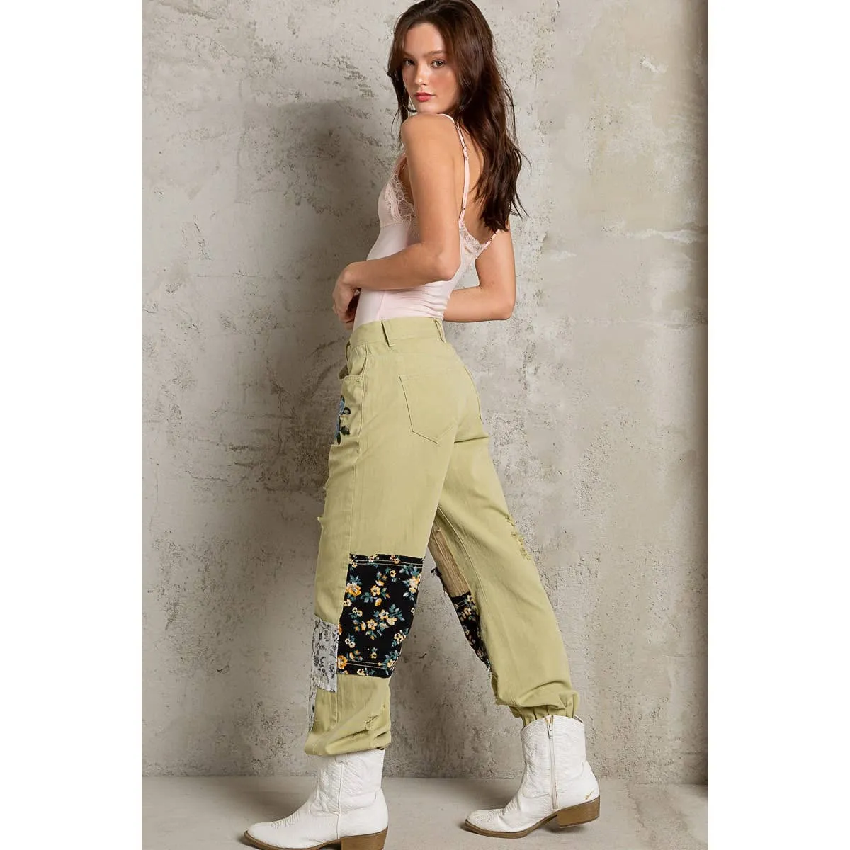 Embroidered Patchwork detail Jogger Pants/Stuffology Boutique