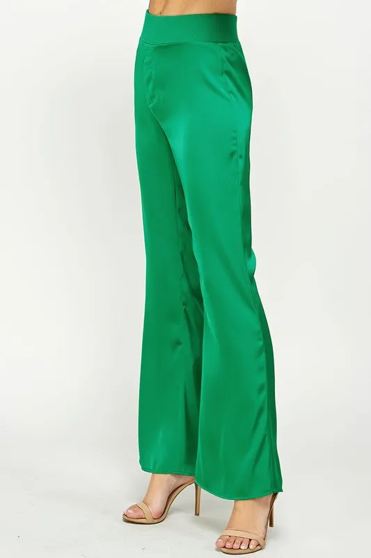 Emerald Waist Band Satin Pants