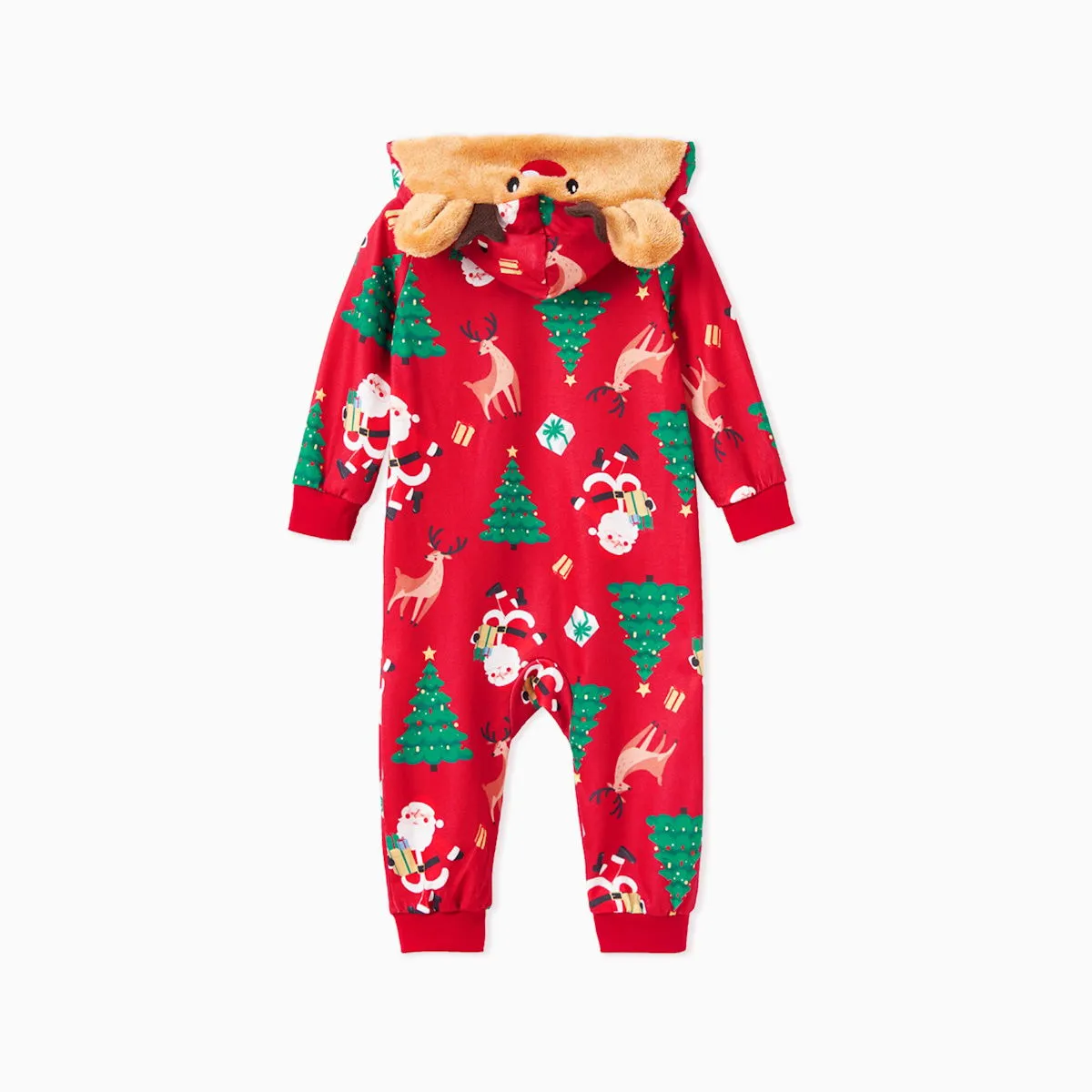 Family Matching Christmas Onesie Pajama Christmas Tree Santa Allover Rudolph Hooded Sleepwear