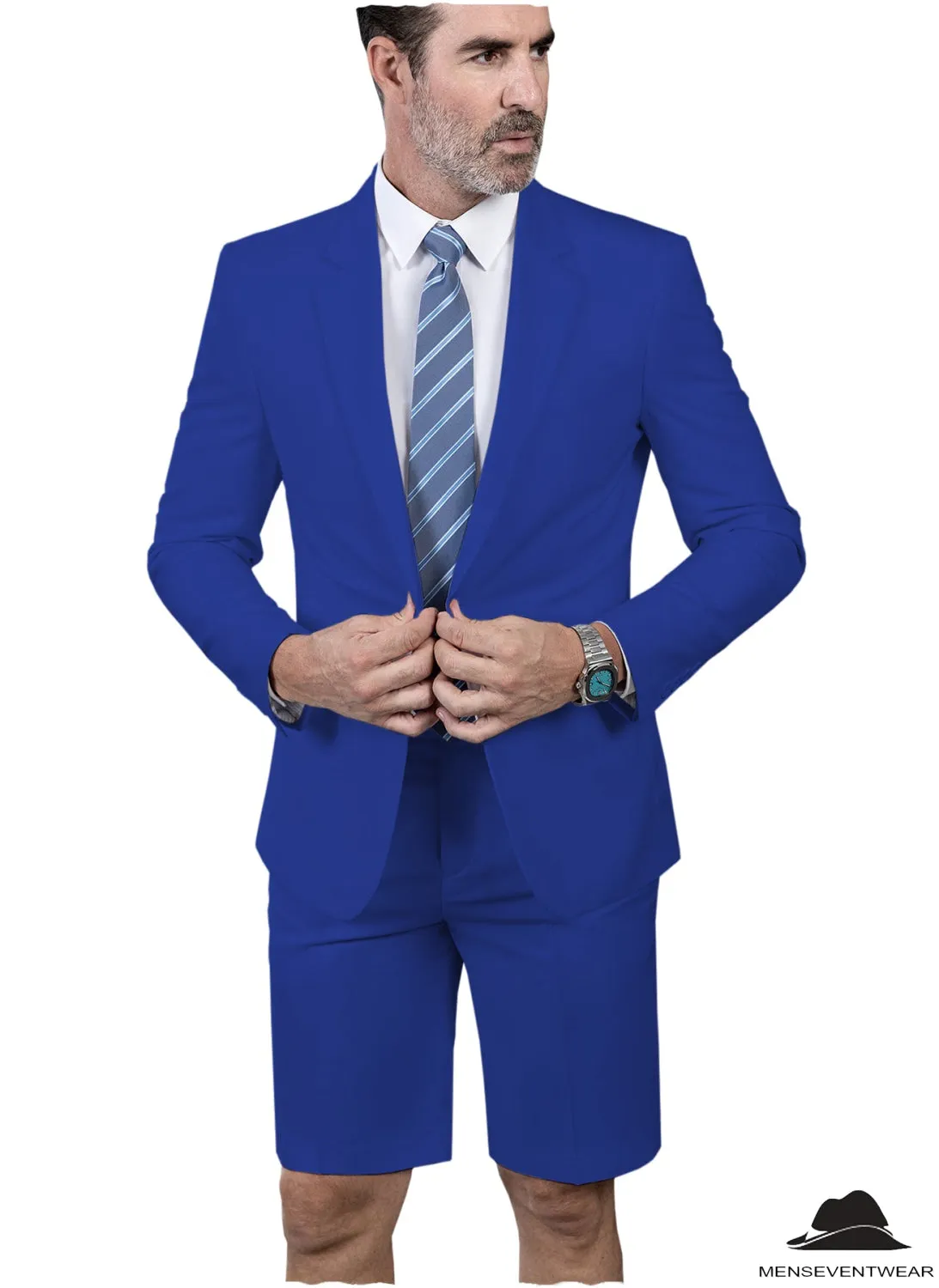 Fashion 2 Pieces Mens Suit Flat Notch Lapel Tuxedos For Wedding (Blazer Shorts)