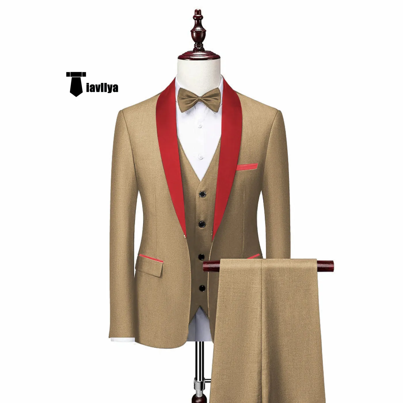 Fashion 3 Pieces Mens Suit Flat Shawl Lapel Tuxedos (Blazer vest Pants)