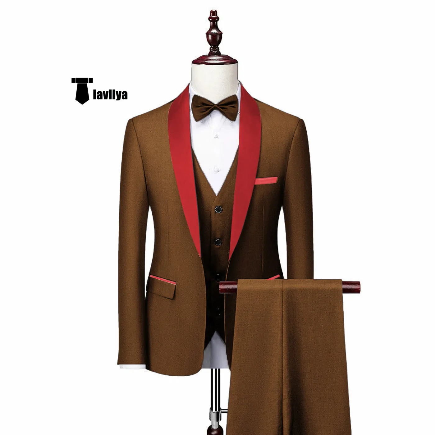 Fashion 3 Pieces Mens Suit Flat Shawl Lapel Tuxedos (Blazer vest Pants)