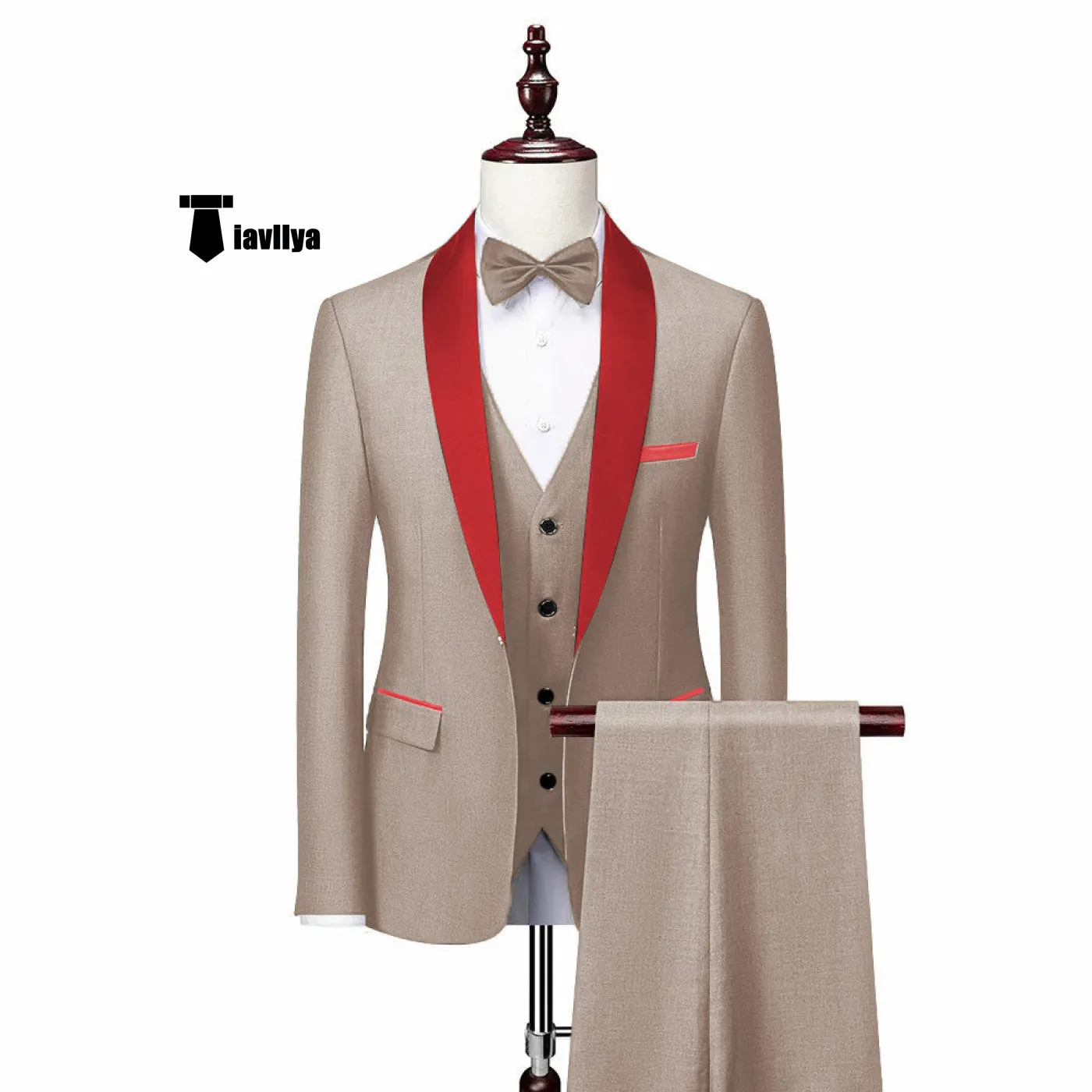 Fashion 3 Pieces Mens Suit Flat Shawl Lapel Tuxedos (Blazer vest Pants)