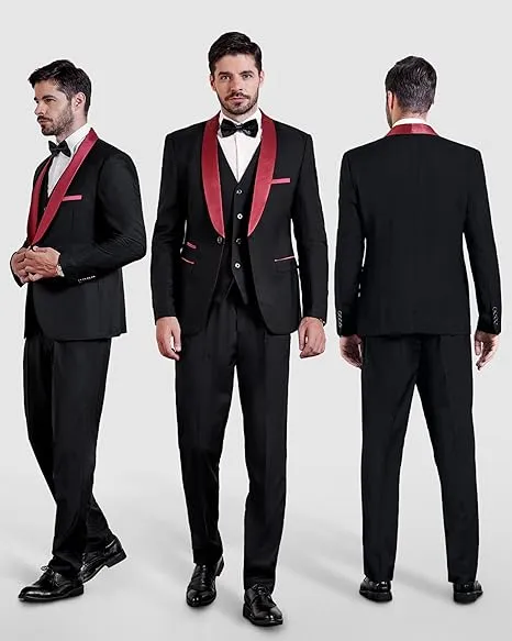 Fashion 3 Pieces Mens Suit Flat Shawl Lapel Tuxedos (Blazer vest Pants)