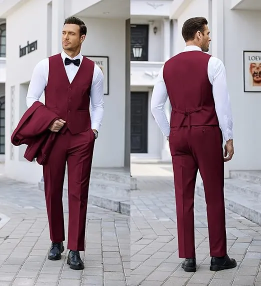 Fashion 3 Pieces Mens Suit Flat Shawl Lapel Tuxedos (Blazer vest Pants)