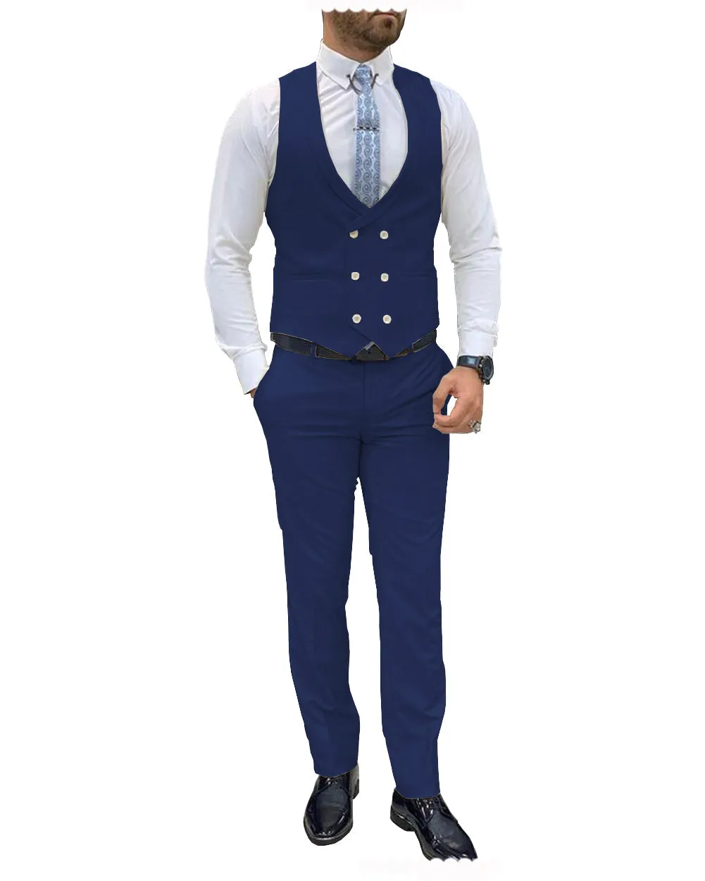 Fashion Double Breasted 2 pieces Mens Suit For Wedding (Vest Pants)