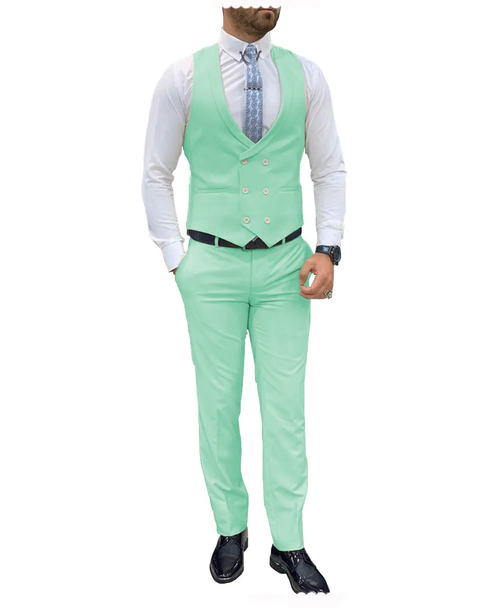 Fashion Double Breasted 2 pieces Mens Suit For Wedding (Vest Pants)