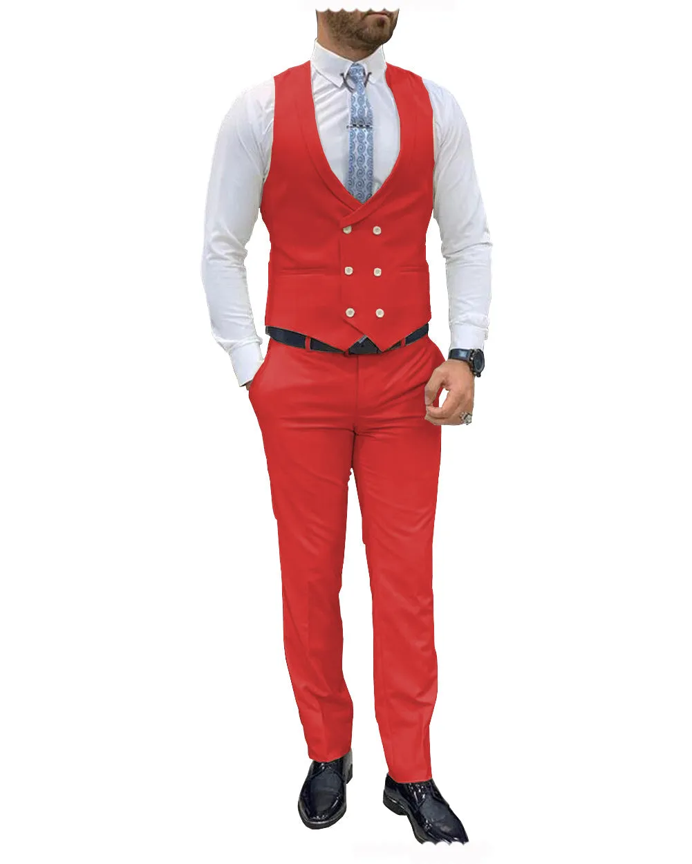 Fashion Double Breasted 2 pieces Mens Suit For Wedding (Vest Pants)