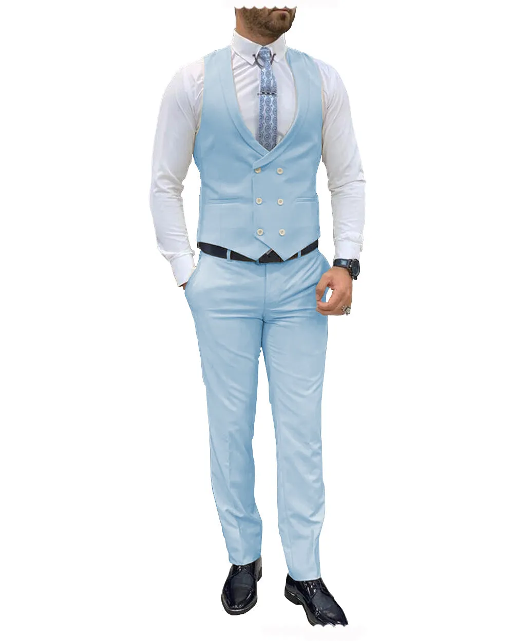 Fashion Double Breasted 2 pieces Mens Suit For Wedding (Vest Pants)