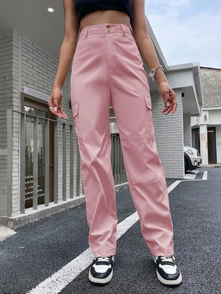 Flap Pocket Side Straight Leg Pants