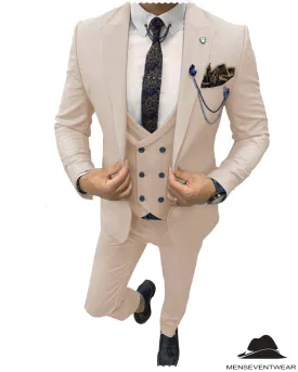 Flat 3 Piece Men's Suit Peak Lapel Suit (Blazer   Vest   Pants)