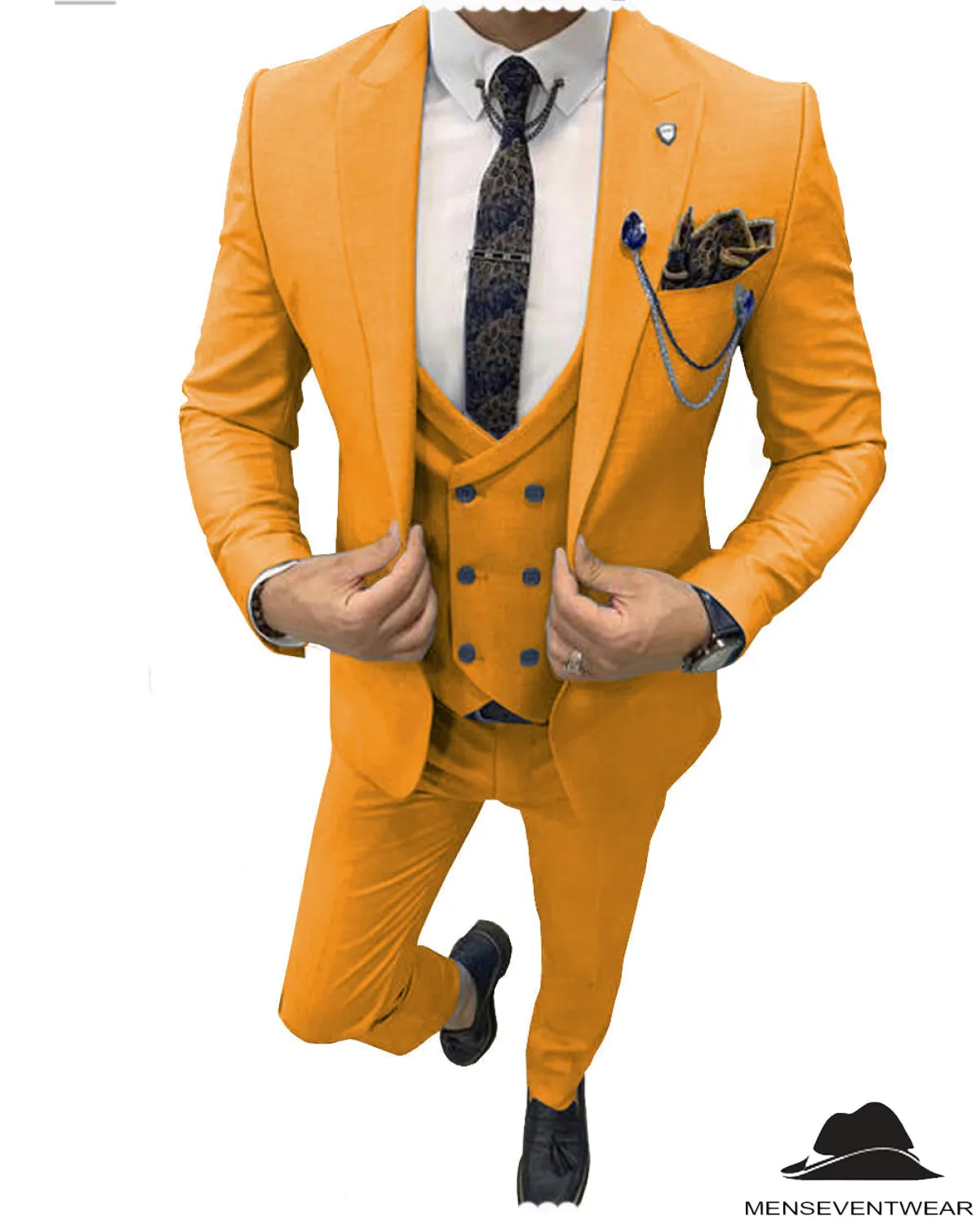 Flat 3 Piece Men's Suit Peak Lapel Suit (Blazer   Vest   Pants)