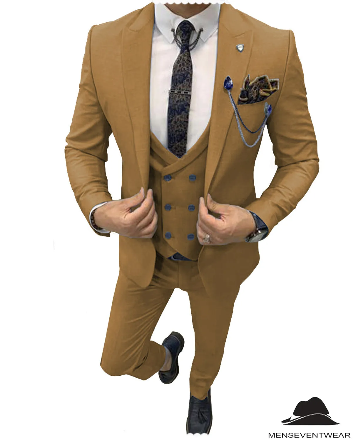 Flat 3 Piece Men's Suit Peak Lapel Suit (Blazer   Vest   Pants)