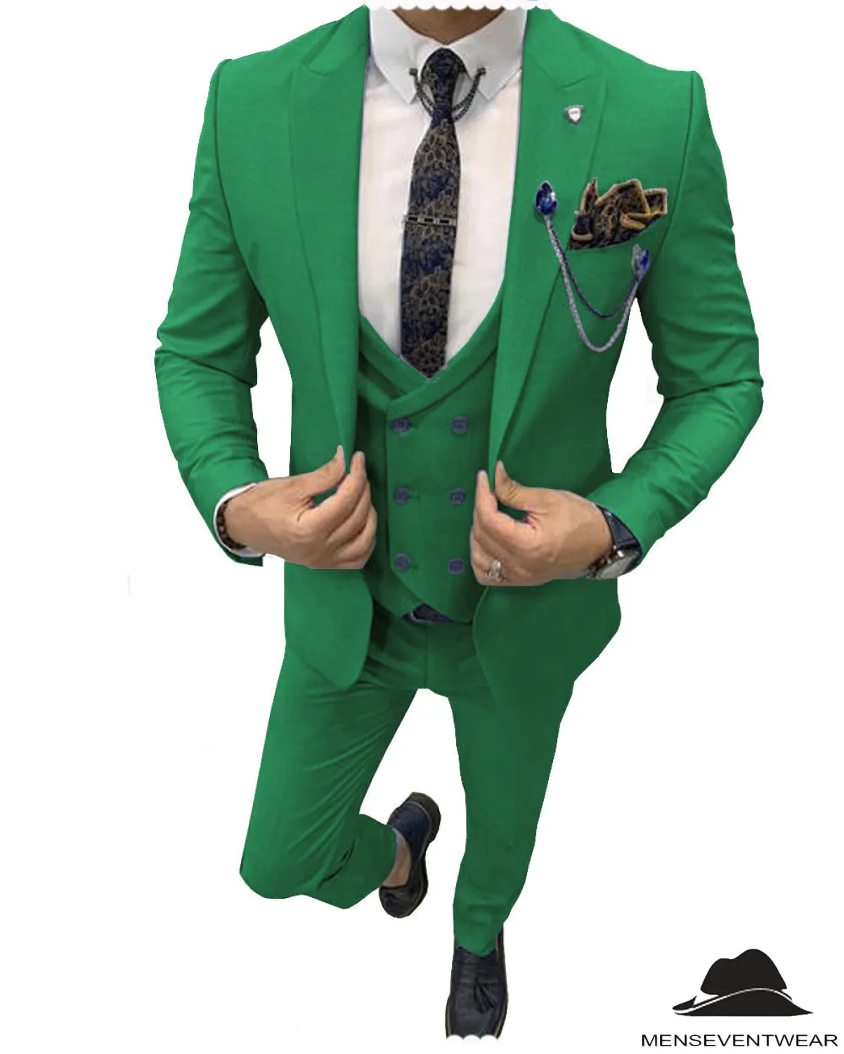 Flat 3 Piece Men's Suit Peak Lapel Suit (Blazer   Vest   Pants)