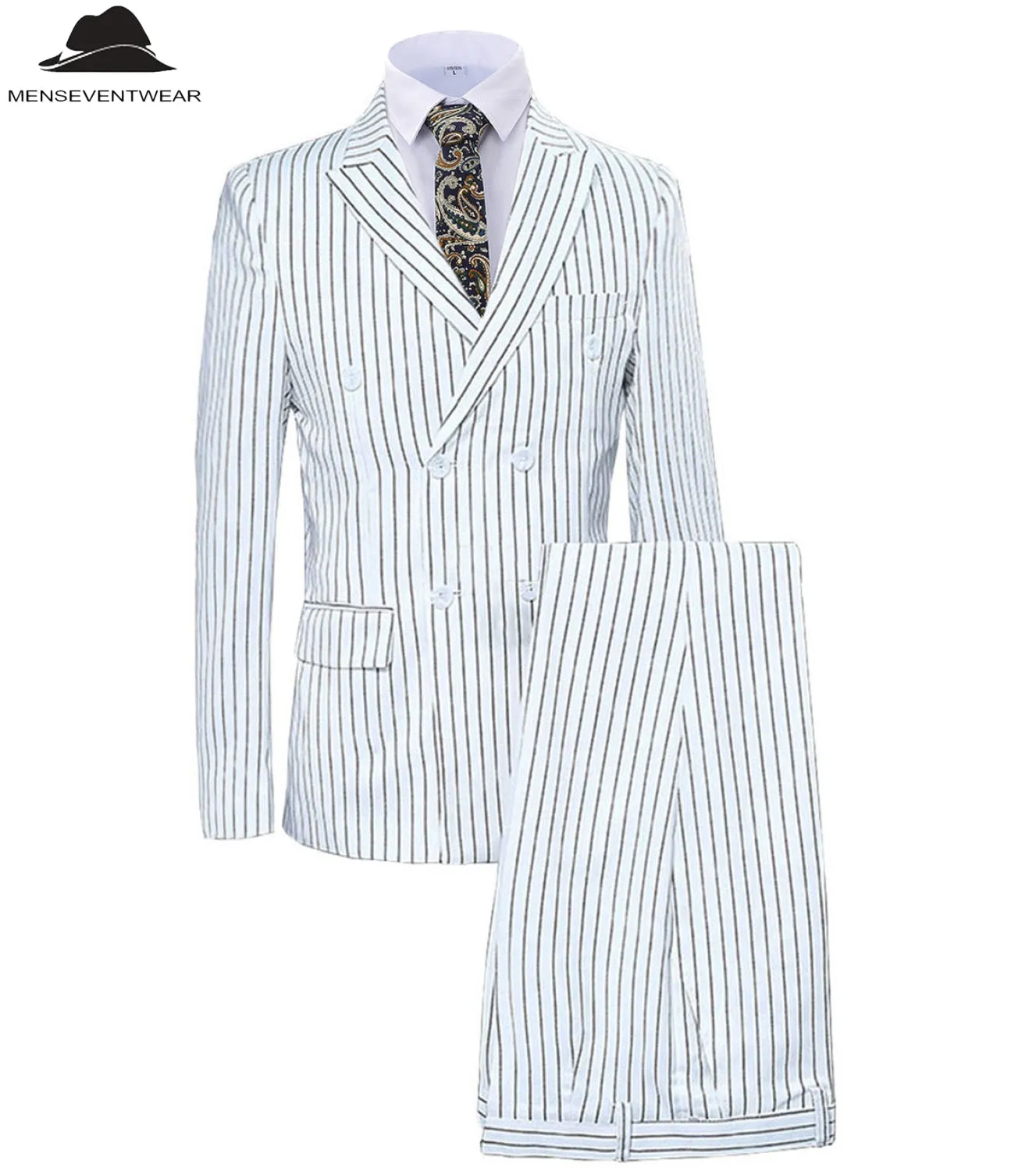 Formal Men's 2 Pieces Mens Suit Peak Lapel Striped Tuxedos (Blazer Pants)