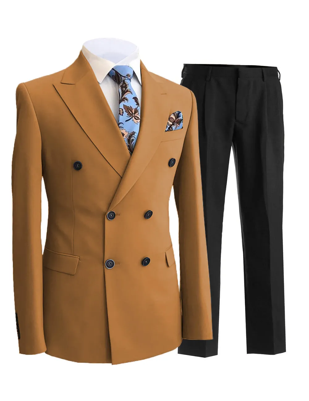 Formal Men's 2 Pieces Solid Slim Fit Peak Lapel Mens Suit (Blazer Pants)