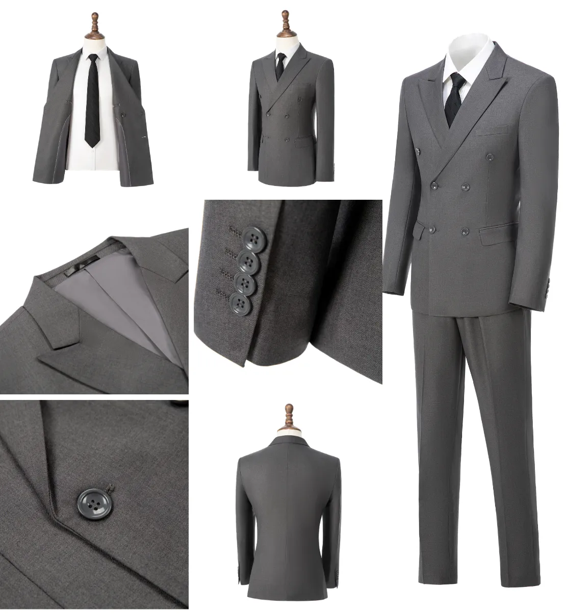 Formal Men's 2 Pieces Solid Slim Fit Peak Lapel Mens Suit (Blazer Pants)